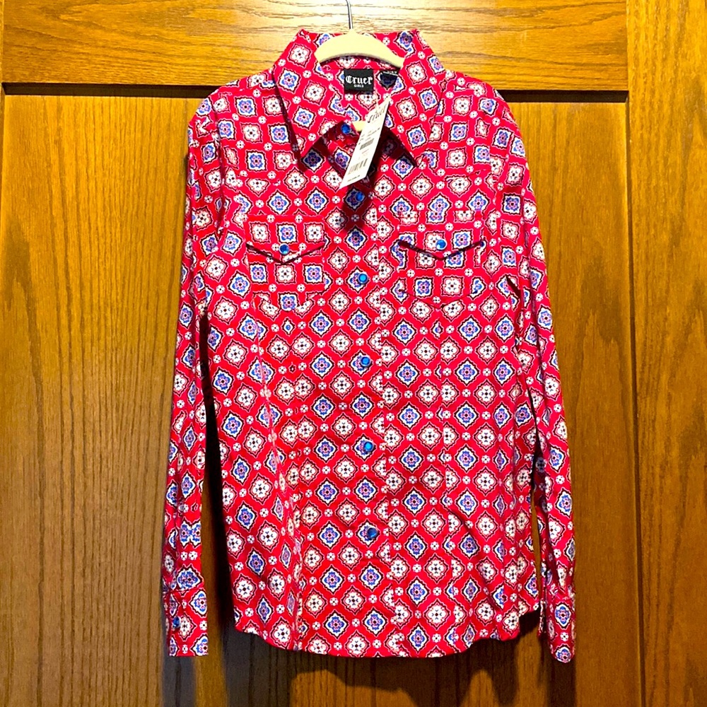 Cruel Girl Size Small 6/7 Western Button Down Shirt Pink NWT